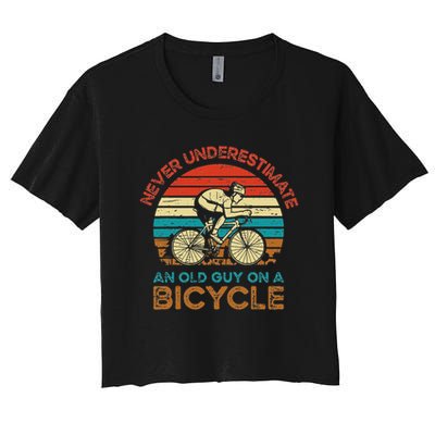 Never Underestimate An Old Guy On A Bicycle Cycling Crop Top