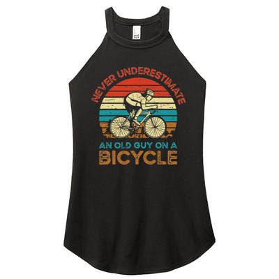Never Underestimate An Old Guy On A Bicycle Cycling Women's Perfect Tri Rocker Tank