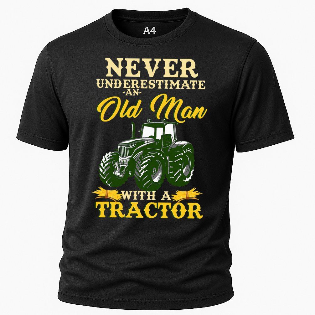 Never Underestimate An Old Man With A Tractor Farmer Performance Shirt