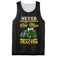 Never Underestimate An Old Man With A Tractor Farmer Mesh Reversible Basketball Jersey Tank