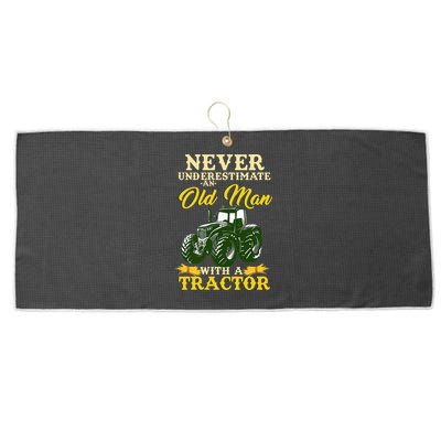 Never Underestimate An Old Man With A Tractor Farmer Large Microfiber Waffle Golf Towel