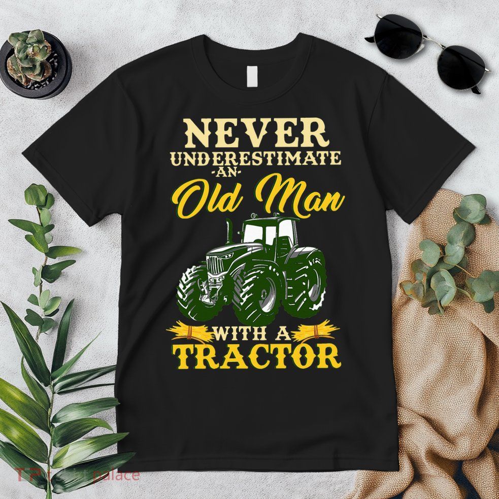Never Underestimate An Old Man With A Tractor Farmer Premium T-Shirt