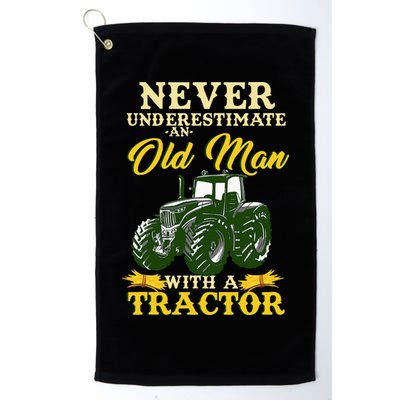 Never Underestimate An Old Man With A Tractor Farmer Golf Towel