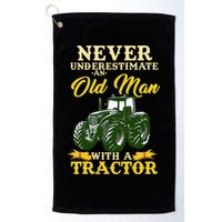 Never Underestimate An Old Man With A Tractor Farmer Golf Towel