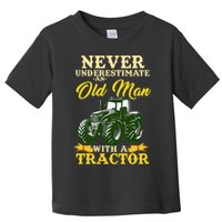 Never Underestimate An Old Man With A Tractor Farmer Toddler T-Shirt