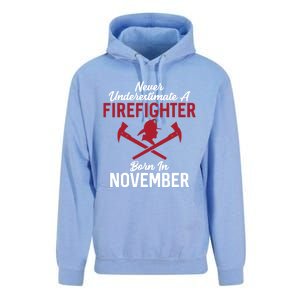 Never Underestimate A Firefighter Born In November Funny Bir Gift Unisex Surf Hoodie