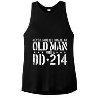 Never Underestimate An Old Man With A Dd214 Alumni Ladies PosiCharge Tri-Blend Wicking Tank