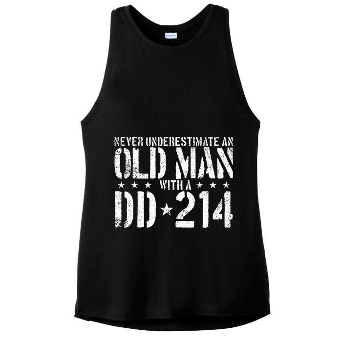 Never Underestimate An Old Man With A Dd214 Alumni Ladies PosiCharge Tri-Blend Wicking Tank