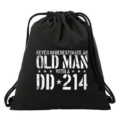Never Underestimate An Old Man With A Dd214 Alumni Drawstring Bag