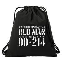 Never Underestimate An Old Man With A Dd214 Alumni Drawstring Bag