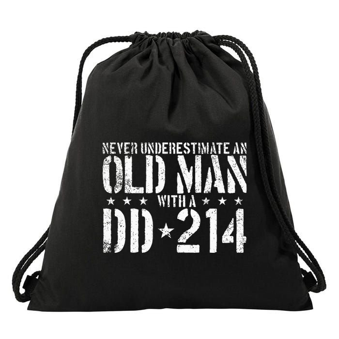 Never Underestimate An Old Man With A Dd214 Alumni Drawstring Bag