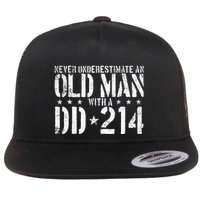 Never Underestimate An Old Man With A Dd214 Alumni Flat Bill Trucker Hat