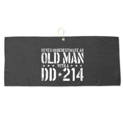 Never Underestimate An Old Man With A Dd214 Alumni Large Microfiber Waffle Golf Towel