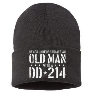 Never Underestimate An Old Man With A Dd214 Alumni Sustainable Knit Beanie