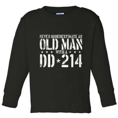 Never Underestimate An Old Man With A Dd214 Alumni Toddler Long Sleeve Shirt