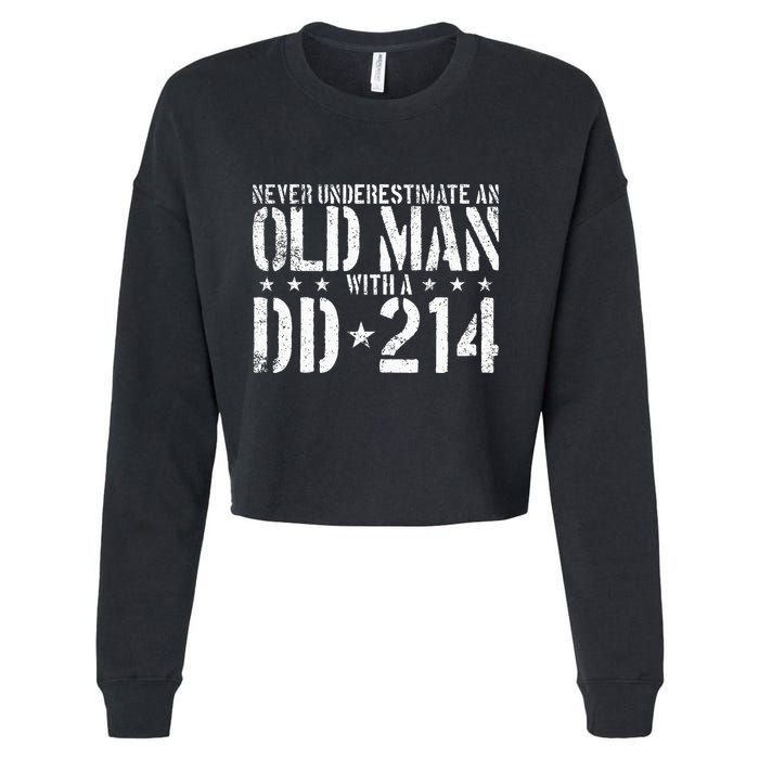 Never Underestimate An Old Man With A Dd214 Alumni Cropped Pullover Crew