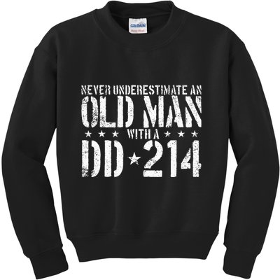 Never Underestimate An Old Man With A Dd214 Alumni Kids Sweatshirt