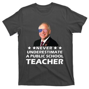 Never Underestimate A Public School Teacher Tim Walz 2024 T-Shirt