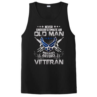 Never Underestimate An Old Man Air Force Veteran Gift PosiCharge Competitor Tank