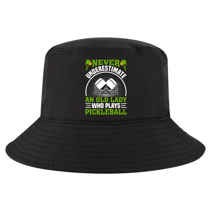 Never Underestimate An Old Lady Who Plays Pickleball Cool Comfort Performance Bucket Hat