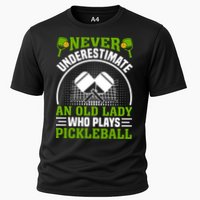 Never Underestimate An Old Lady Who Plays Pickleball Cooling Performance Crew T-Shirt