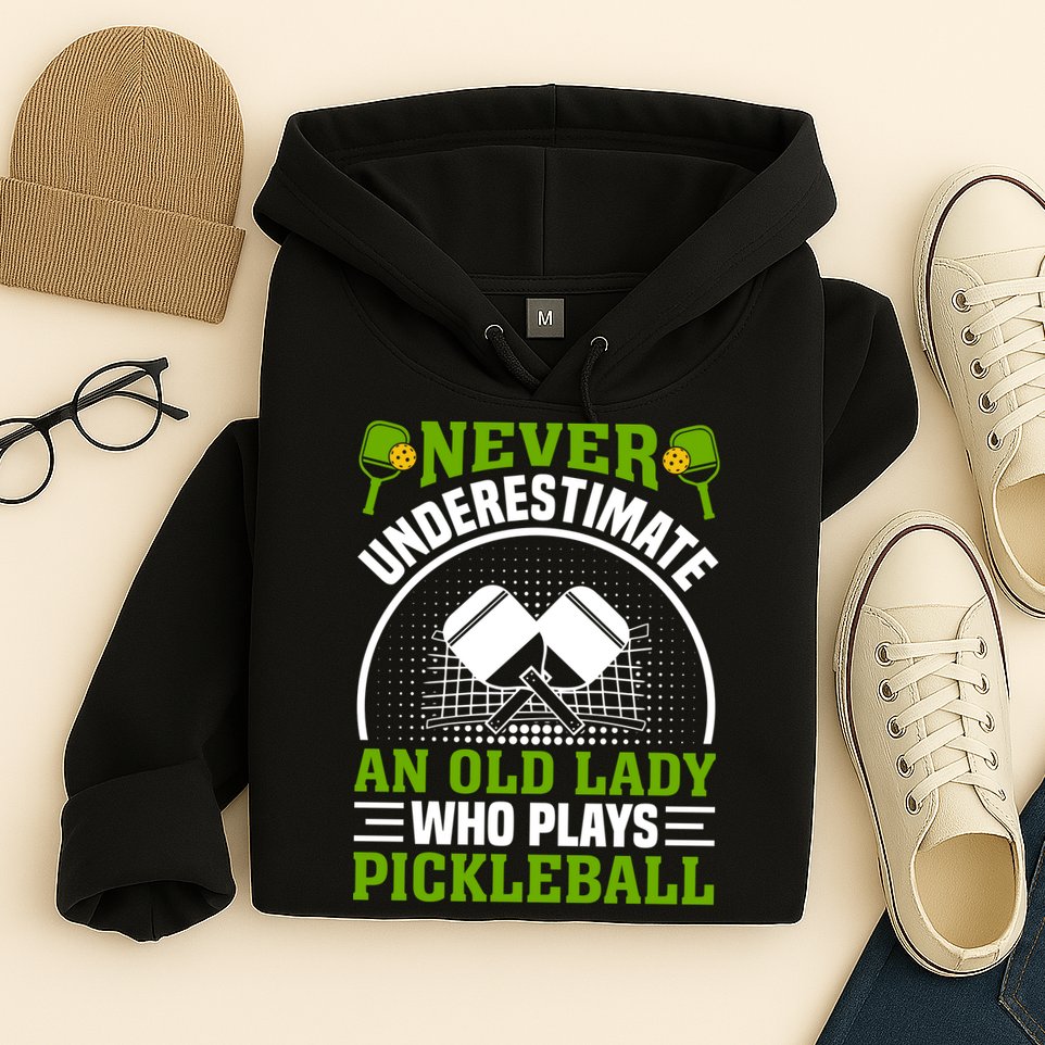 Never Underestimate An Old Lady Who Plays Pickleball Hoodie