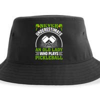 Never Underestimate An Old Lady Who Plays Pickleball Sustainable Bucket Hat
