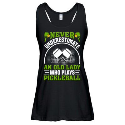 Never Underestimate An Old Lady Who Plays Pickleball Ladies Essential Flowy Tank
