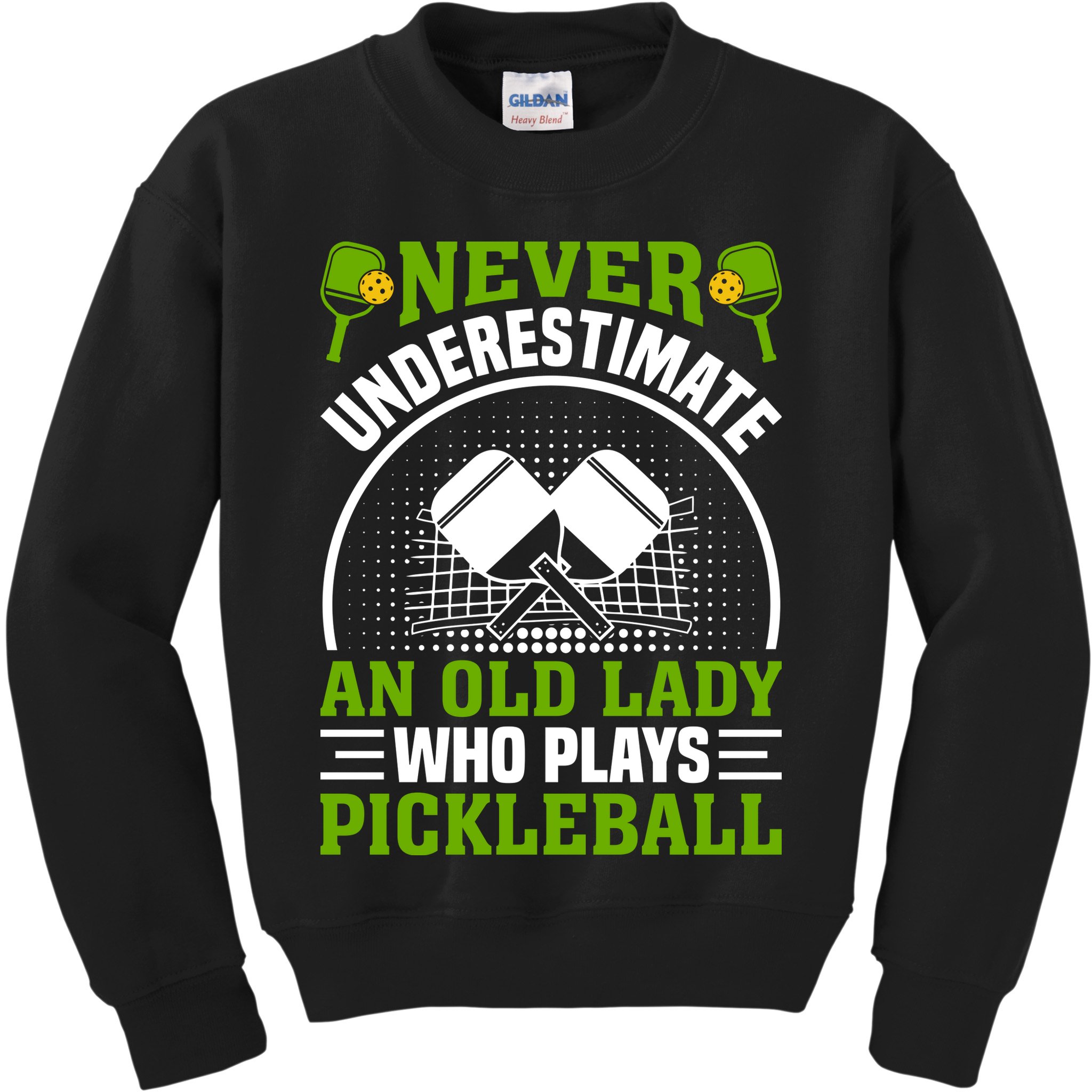 Never Underestimate An Old Lady Who Plays Pickleball Kids Sweatshirt