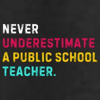 Never Underestimate A Public School Teacher 7 Panel Mesh Trucker Snapback Hat