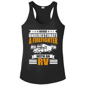 Never Underestimate A Firefighter With An Rv Camping Gift Ladies PosiCharge Competitor Racerback Tank