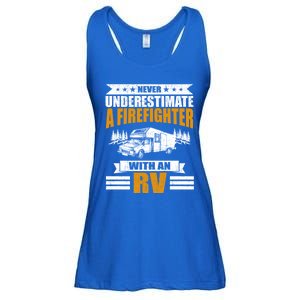 Never Underestimate A Firefighter With An Rv Camping Gift Ladies Essential Flowy Tank