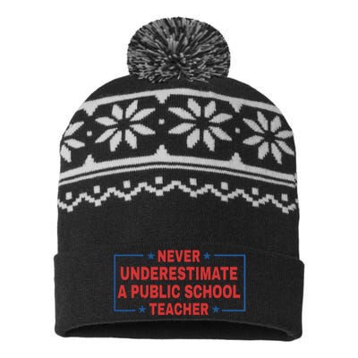 Never Underestimate A Public School Teacher USA-Made Snowflake Beanie