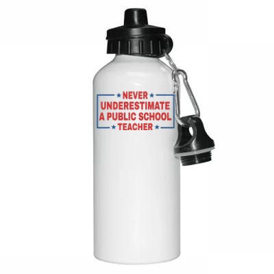 Never Underestimate A Public School Teacher Aluminum Water Bottle 