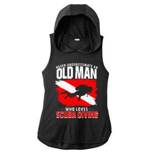 Never Underestimate An Old Man Diver Gift Scuba Diving Ladies PosiCharge Tri-Blend Wicking Draft Hoodie Tank