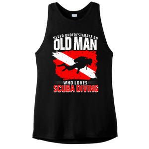 Never Underestimate An Old Man Diver Gift Scuba Diving Ladies PosiCharge Tri-Blend Wicking Tank