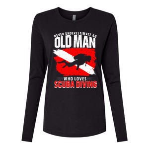 Never Underestimate An Old Man Diver Gift Scuba Diving Womens Cotton Relaxed Long Sleeve T-Shirt