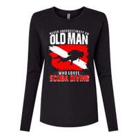 Never Underestimate An Old Man Diver Gift Scuba Diving Womens Cotton Relaxed Long Sleeve T-Shirt