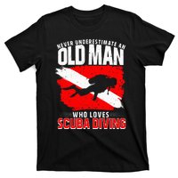 Never Underestimate An Old Man Diver Gift Scuba Diving T-Shirt