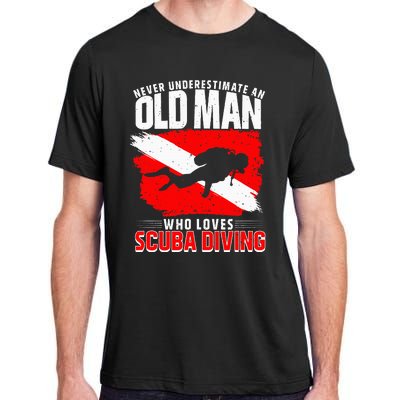 Never Underestimate An Old Man Diver Gift Scuba Diving Adult ChromaSoft Performance T-Shirt