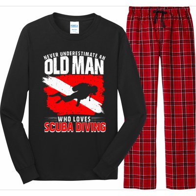 Never Underestimate An Old Man Diver Gift Scuba Diving Long Sleeve Pajama Set