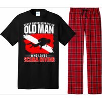 Never Underestimate An Old Man Diver Gift Scuba Diving Pajama Set