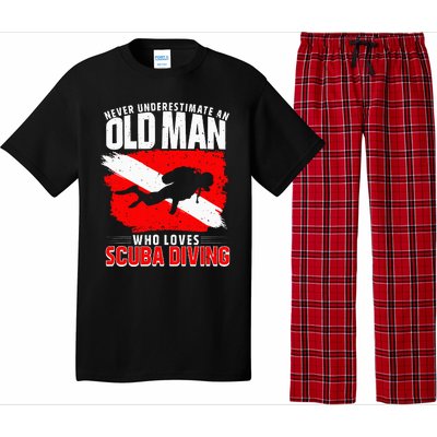 Never Underestimate An Old Man Diver Gift Scuba Diving Pajama Set