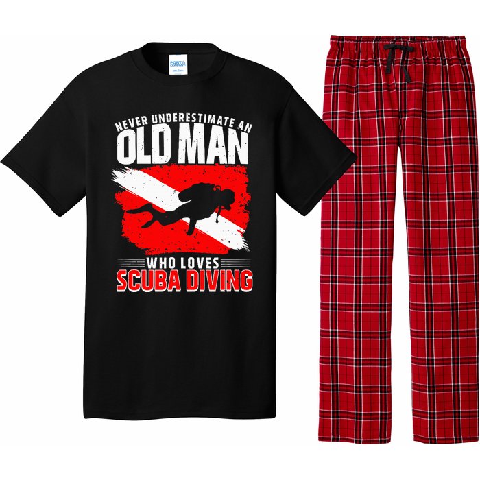 Never Underestimate An Old Man Diver Gift Scuba Diving Pajama Set