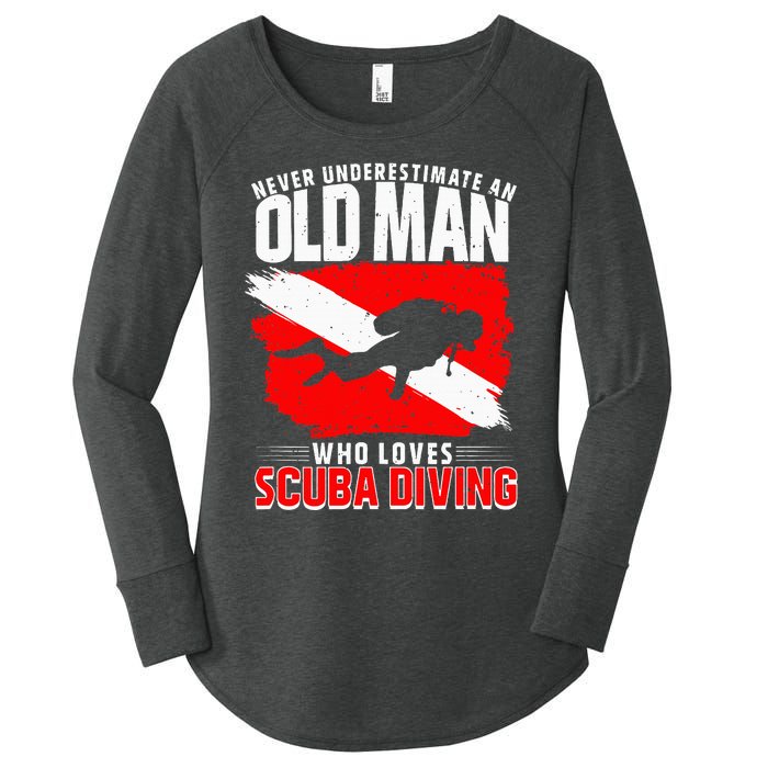 Never Underestimate An Old Man Diver Gift Scuba Diving Women's Perfect Tri Tunic Long Sleeve Shirt