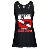 Never Underestimate An Old Man Diver Gift Scuba Diving Ladies Essential Flowy Tank