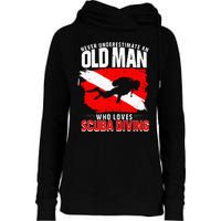 Never Underestimate An Old Man Diver Gift Scuba Diving Womens Funnel Neck Pullover Hood