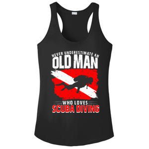 Never Underestimate An Old Man Diver Gift Scuba Diving Ladies PosiCharge Competitor Racerback Tank