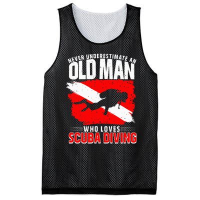 Never Underestimate An Old Man Diver Gift Scuba Diving Mesh Reversible Basketball Jersey Tank