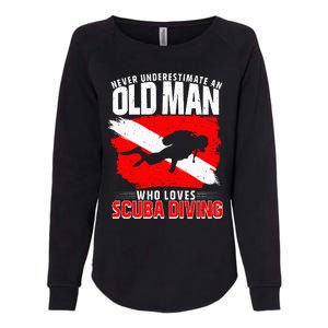 Never Underestimate An Old Man Diver Gift Scuba Diving Womens California Wash Sweatshirt